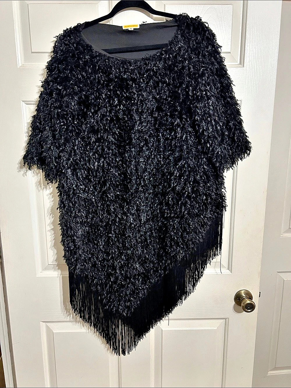 Black Fringe Poncho Like New